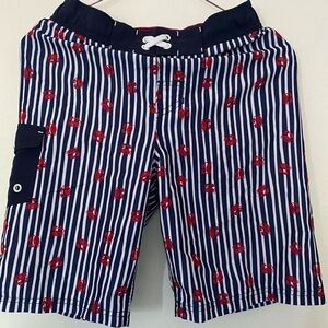 pair Cat & Jack Boys L 12-14 Bathing Suit Navy/white with Red crabs $15